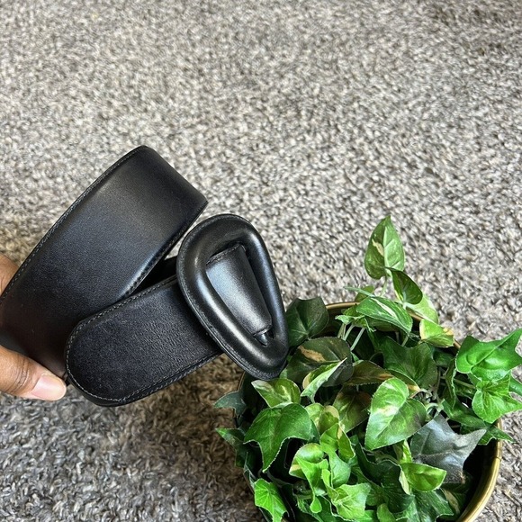 Vintage Genuine Leather Women Black Waist Belt Wide Width Size L 38” Classy Chic main image 6